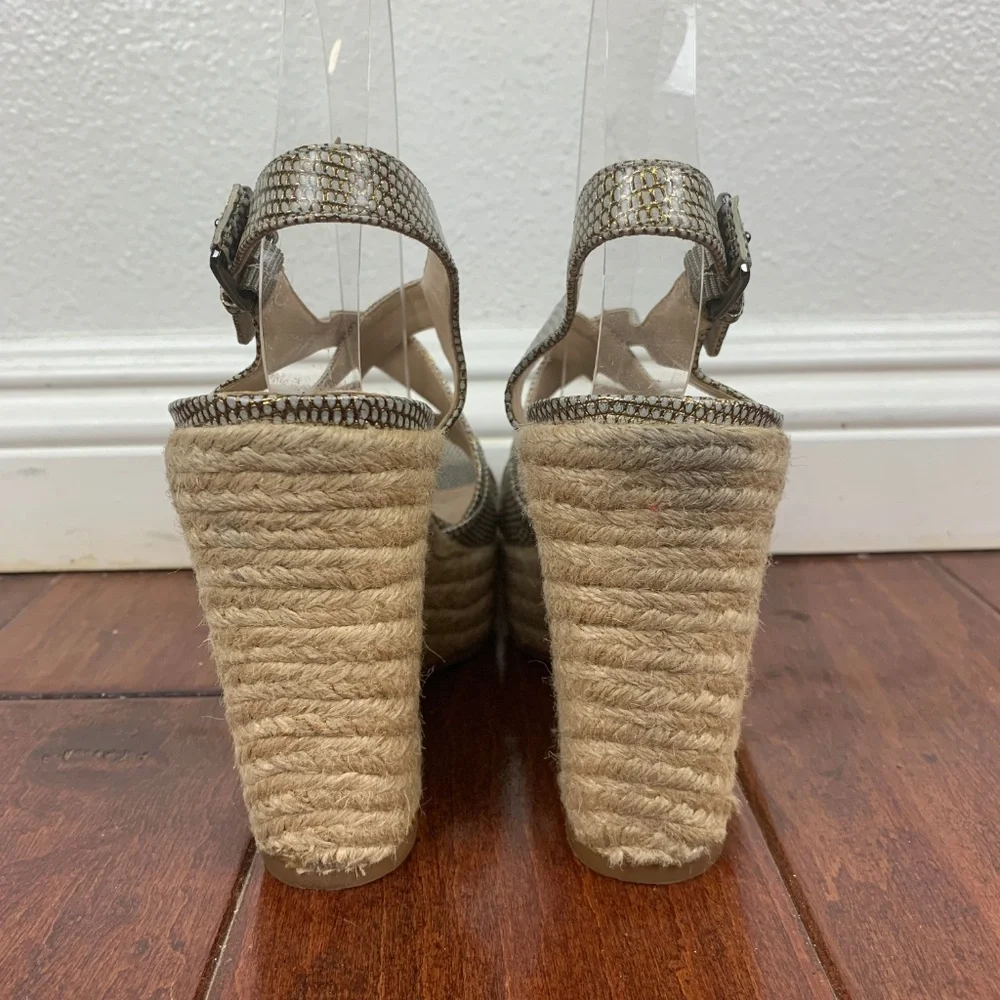 Via Spiga Gold Metallic Leather Espadrille Sandals‎
